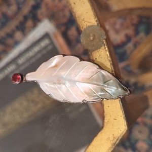 White Leaf Silver Brooch